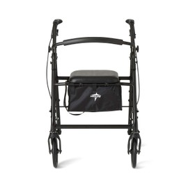 Medline Standard Steel Folding Rollator Walker with 8" Wheels, Black