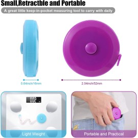 BUSHIBU Tape Measure Body Measuring Tape, Retractable 60 Inch Pink, Purple, Sky Blue
