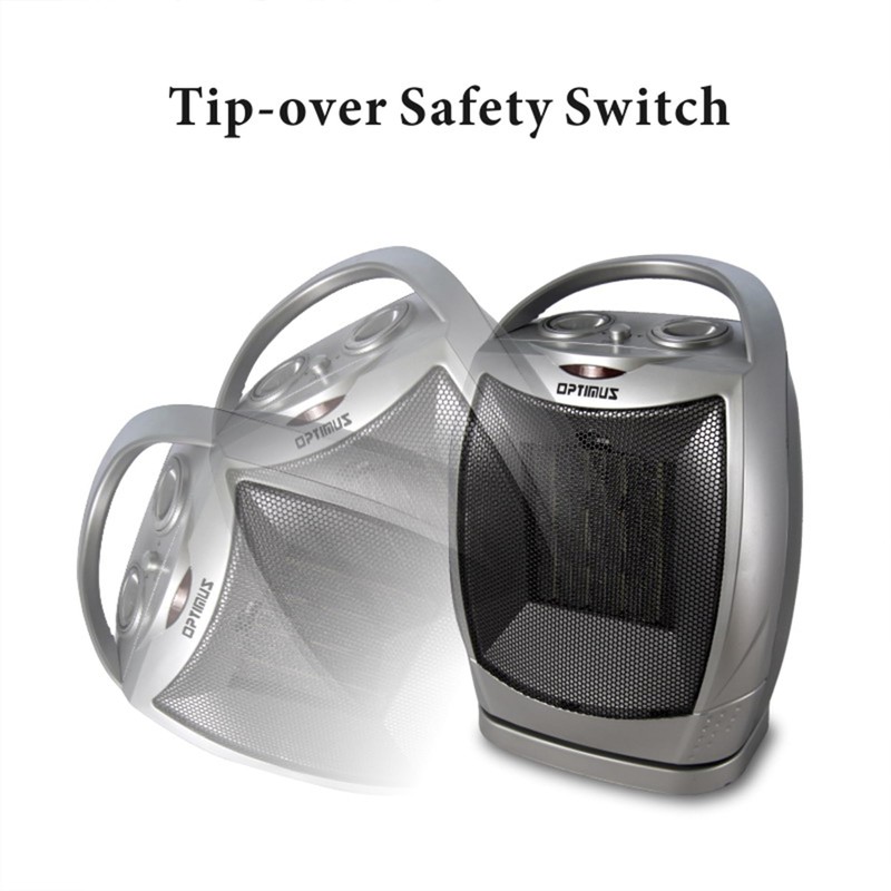 Optimus H-7247 1500-Watt Portable Oscillating Ceramic Heater, Silver (93578897M)