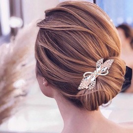 Andelaisi Vintage Rhinestone Hair Clip Crystal Cz Hair Barrettes Crystal Rhinestone Barrette Head Clips Sparkly Cz Bowknot Hairclip Decorative Headwear Bridal Hair Accessories for Women and Girls