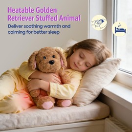 Ditucu Original Golden Retriever Microwavable Weighted Stuffed Animal Heated Dog Plush for Warmth Comfort Period Cramps Pain Plushies Toys Gifts for Kids Adults Dark Brown 9 inch