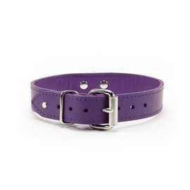 Avery I Collar Handmade Sturdy Latigo Leather Elegant Design (Purple, Small)