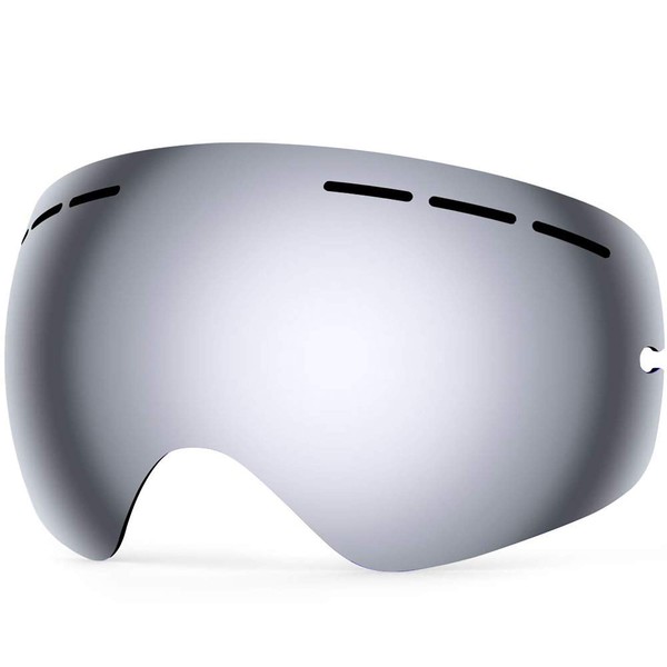 ZIONOR X Ski Snowboard Snow Goggles OTG Design for Men Women Adult with Spherical Detachable Lens UV Protection Anti-Fog (VLT 9% Revo Silver Lens)