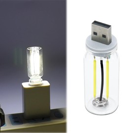 3 Pack USB LED Car Interior Atmosphere Light, Plug-in USB Automotive Ambient Lighting Retro Lamps, Retro Ceramic LED Glass Bottle Nightlight for Car, Bedroom - Touch Control (White Light)