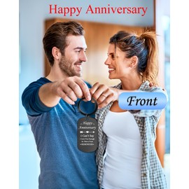 Shoneep Anniversary Engraved Keychain for Boyfriend & Husband, Anniversary Keychain Gifts for Him Her, Husband Wife, Couples, Black (Happy Anniversary)