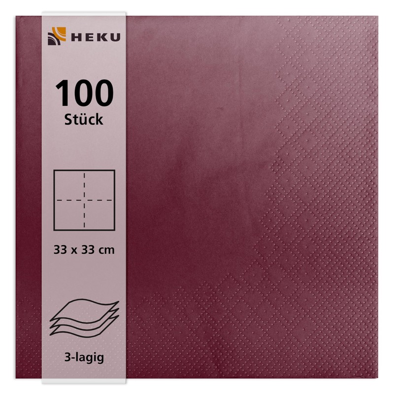 HEKU 30241-15 100 Napkins, Cellulose, Bordeaux