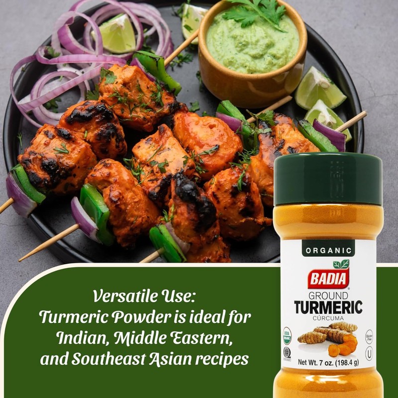 Badia Organic Turmeric Powder, 7 oz – Rich in Curcumin,