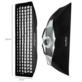 Godox Softbox Bowens Mount 2PCS 35x160cm 14"x63", Strip Honeycomb Grid Softbox, Detachable Strip Soft Box, for Portrait Photgraphy Photo Studio Strobe Flash Monolight Continuous Lighting