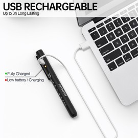 Rechargeable Pen Light for Nurse, 2Packs Rechargeable LED Medical Pen Light, Warm&Cool White Light, Portable Medical PenLight for Nurse, Doctor, First Aid, EMT, Nursing,Nursing Student Black1+Silver1