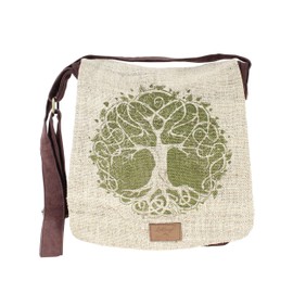 Natural Hemp-Cotton Eco Mandala hippie boho Cross body Messenger Bag sling bag-Brown