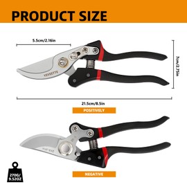 YEVEETTE Pruning Shears, 8.5" Professional Garden Shears, SK5 Steel Hedge Clippers, Garden Clippers Handheld, Heavy Duty Garden Scissors Tools, Pruning Shears for Gardening Yard Roadside