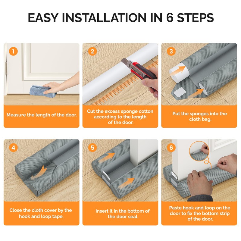 fowong 2 Pack Door Draft Stopper 30" Adjustable Under Door