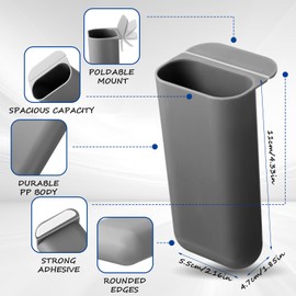 Resurhang 6 Pcs Screen Pen Pencil Holders Attachable Deskside Pen Holder Computer Monitor Desktop Pen Organizer with Self Adhesive Attacher for Office Supplies Work Gadgets Storage (Gray, White)