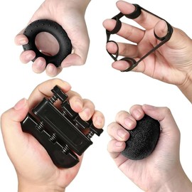 MTSDM 7 Pack Grip Strengthener, Adjustable Resistance Wrist Forearm Exerciser, Finger Stretche Trainer, Grip Strengthener, Grip Ring, Relief Ball, Storage Bag, for Muscle Building Hand Exerciser