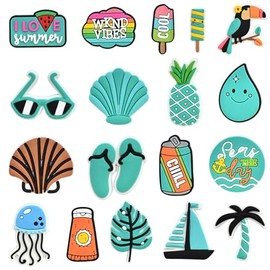 WharFlag 18PCS Charms Decoration, Summer Hawaii Beach Shoe Charms Accessories for Party Favors Gifts Girls Kids Women