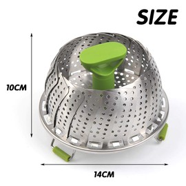 TIMESETL Stainless Steel Vegetable Steamer Basket, Collapsible Steamer Basket Insert with Non-Slip Legs for Steaming Veggie Fish Seafood Cooking, Adjustable Sizes to Fit Various Pots(5"-9")