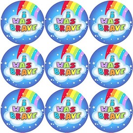 144 I was Brave Rainbow Bravery Reward Stickers Teachers, Nurse - Size 30mm