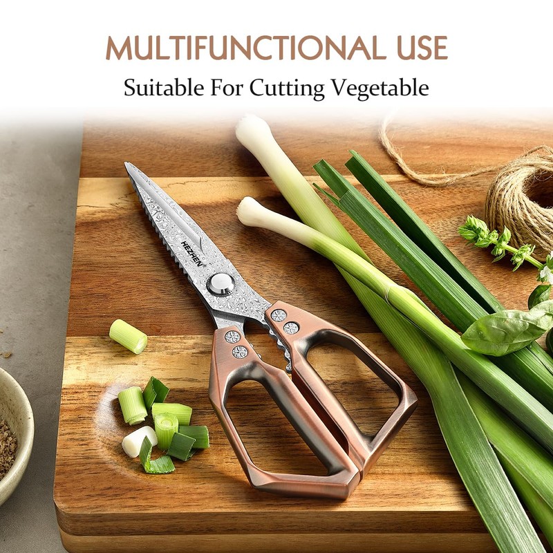 HEZHEN Damask Kitchen Scissors, Multifunctional Cooking Scissors, Saw Cut, 110