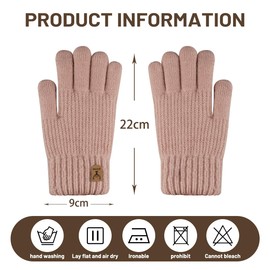 Suevut Thermal Gloves Winter Men Touchscreen Gloves Winter Women Knitted Gloves Wool Gloves Men Running Gloves for Indoor Outdoor Sports (Pink, 01)