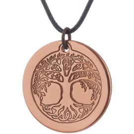 DEMMEX Solid Copper Tree of Life Pendant Necklace, 2.5mm Thick, 1.5 Inches Diameter, Uncoated, Unisex, Handmade in Turkey, Copper, No Gemstone