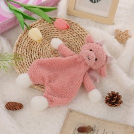 Apricot Lamb Dragon Snuggler Blanket Soft Loveys for Babies, Security Blanket for Baby Boy and Girl, 10.3 Inches for Infant and Toddlers (pink)