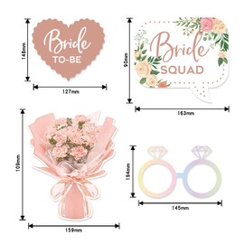 Jagowa 32-Piece Rose Gold Wedding Photo Prop Set for Bride-to-Be, Bachelor, and Hen Party Decorations with Bamboo Sticks and Glue Dots