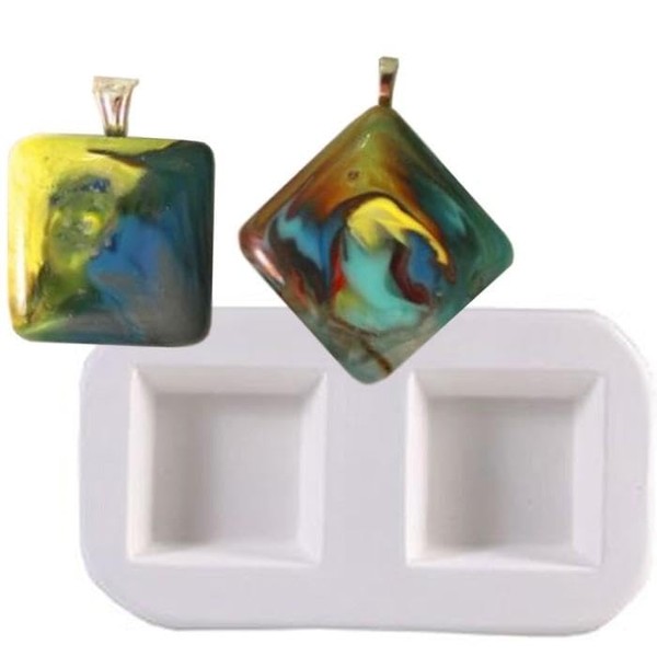 5.25” x 3" x 1" Two Cast-a-cab Squares Frit Casting