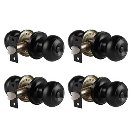Probrico (4 Pack) Matte Black Privacy Door Knobs Keyless Interior Bedroom Door Locks Bathroom Door Handles Keyless Door Handles