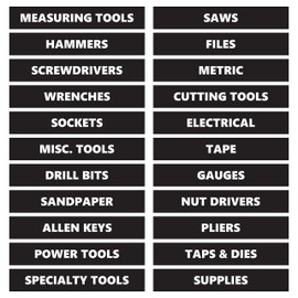 Toolbox Organizational Sticker Labels by DCM Solutions (Black, 0.75" H x 4.5" W)