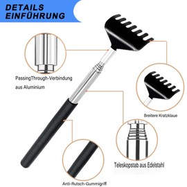 qingmeng Pack of 4 Scratching Hand Back Scratcher, Telescope from 20 cm to 68 cm Humpback Scratcher Back Scratcher Extendable for Head Massage Men Girls Christmas Gifts