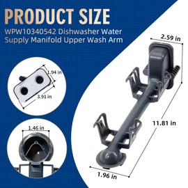 WPW10340542 Dishwasher Center Wash Arm Manifold Support Compatible with Whirlpool KitchenAid Kenmore WDT780SAEM0 WDT710PAYH3 WDT910SAYH3, W10340542 Replace W10380275 AP6019913 2311037 PS11753224