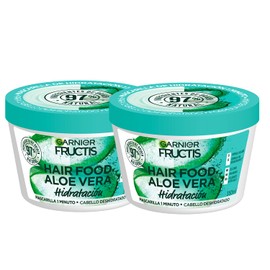 Kit Garnier Fructis Hair Food Aloe Vera 2 Pack Mascarilla 350ml c/u, Tratamiento de Hidratación Profunda para Cabello Deshidratado, Fórmula 98% Origen Natural, Sin Siliconas ni Parabenos