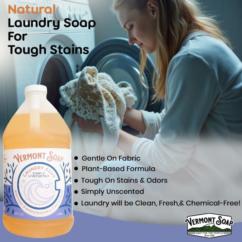 Vermont Soap Laundry Detergent, Laundry Soap, Natural Laundry Detergent Liquid,
