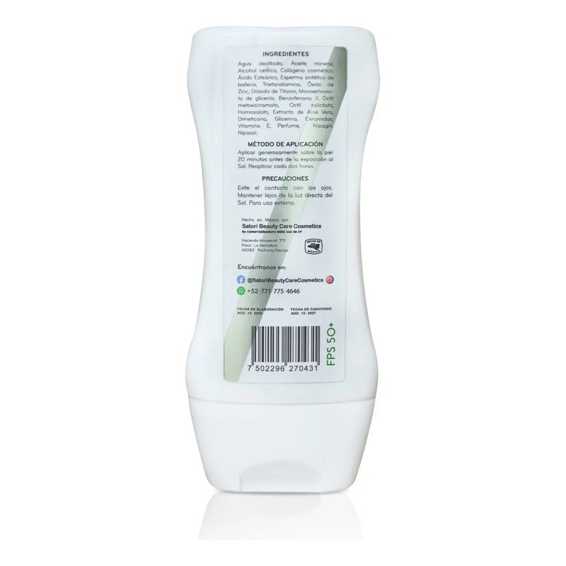 Bloqueador Solar Fps50 Colageno Satori Beauty Care 200ml