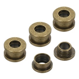 PATIKIL 5mm(1/5 inch) Solid Brass Hole Eyelets, 4 Pcs Flat Self Backing Grommets with Washer for Shoes Clothes Crafts Bag Leather Craft, Bronze