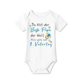 BesserBay Baby Short Sleeve Romper Bodysuit "Der Beste Papa der Welt" Father's Day Gift Unisex 0-12 Months, White | Der Beste Papa, 9 - 12 months