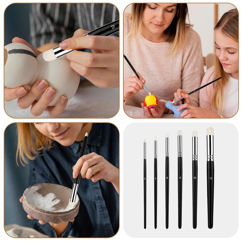 6 Pcs Dry Brush Set, Drybrush Set Round Detail Paint