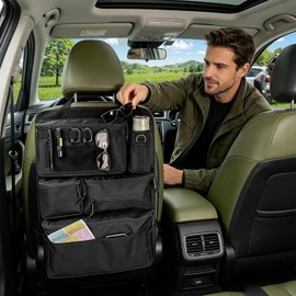 Organizador de Asiento de Coche Organizador Multi Bolsillos con Portavasos