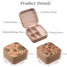Knana 2PCS Cork Travel Jewelry Case - Travel Jewelry Box, Jewelry Case for Women Fashion, Cork Jewelry Box for Ring Necklace Earring and Small Jewelry (Owl and Butterfly)