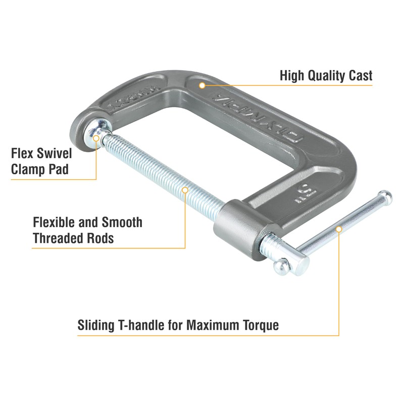 Olympia Tools C-Clamp, 38-145, (5" X 3.25")