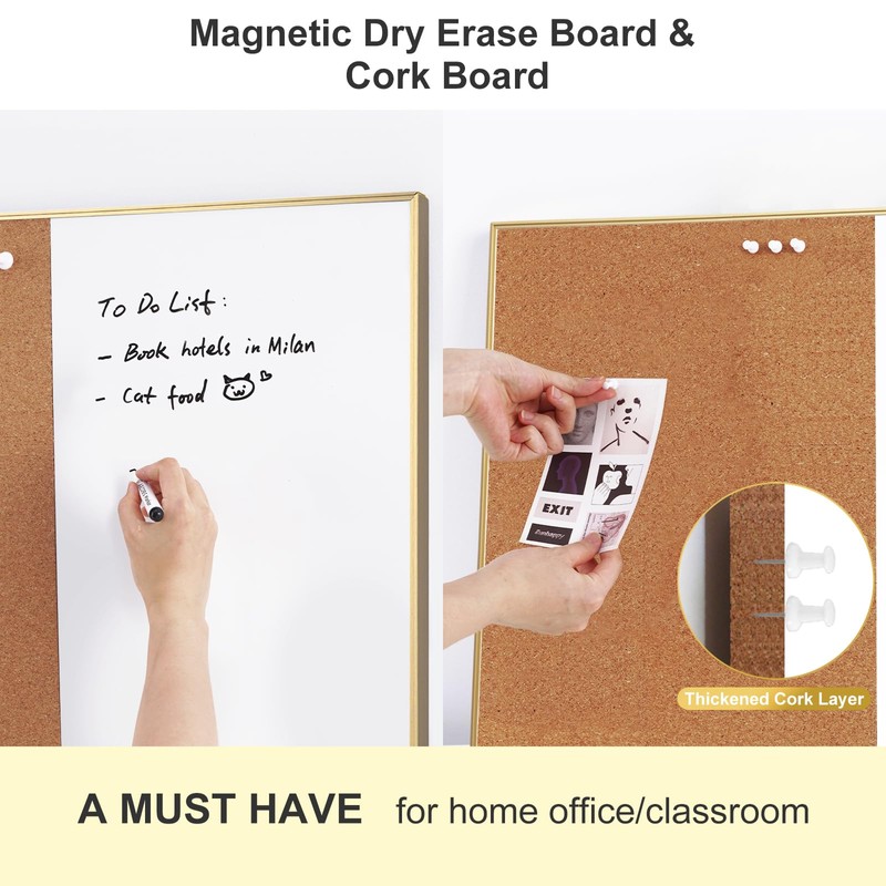 ARCOBIS Cork Board White Board Combo, 24 x 18 Inch