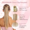 SEGOHAIR Human Hair Claw Clip Ponytail Extension 100% Real Human
