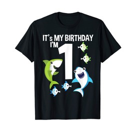Shark Fish 1st Birthday I'm 1 Year Old Toddler Birthday Boy T-Shirt