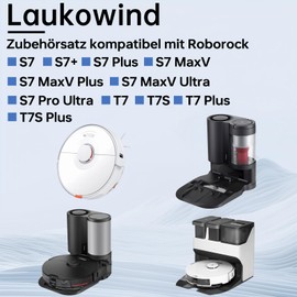 Laukowind Laukowind 18er-Set Ersatz Zubeh?r f1r Roborock S7/S7 Plus/S7 MaxV/Pro Ultra Saugroboter C 2x Hauptb1rste 4x Filter 4x Wischt1cher 6x Seitenb1rsten 1x B1rstenreinigungswerkzeug 1x Schraubendreher