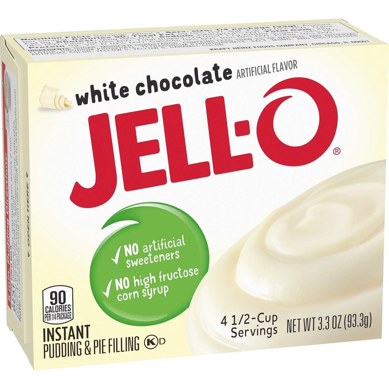 Jell-O Instant Pudding & Pie Filling, White Chocolate, 3.3-Ounce Boxes