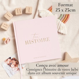 Birth Book - Photo Album and Birth - Birth Gift 132 Pages and Photo Album Scrapbooking - Book for Birth Baby Boys and Girls - Photos 10 x 15 and 13 x 18 cm (Pink)