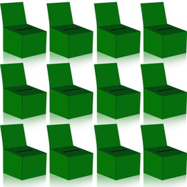 12 Pack Raffle boxes Raffle Box Donation Box for Fundraising, 6.5x4.5x4.5 Inch Cardboard Box with Slot for Ticket and Removable Header Charity Box for Collecting Business Card Voting Contest (green)