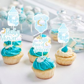 Sursurprise 36PCS A Little piece of Heaven Baby Shower Cupcake Toppers