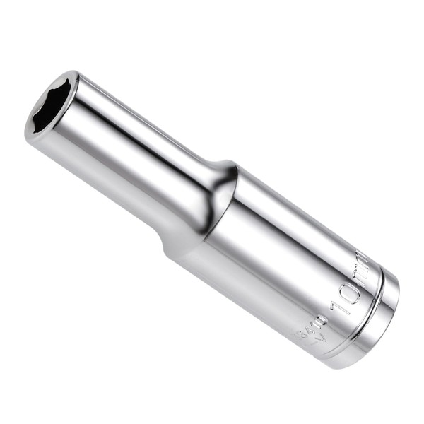 CoCud 6-Point Socket, 1/2" Drive 10mm Deep, Polished Chromed CR-V