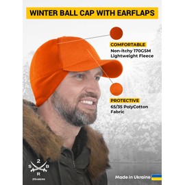 2SBR 2SABERS Mens Winter Hat with Earflaps and Visor - Warm Trucker Baseball Cap Hat Blaze Orange